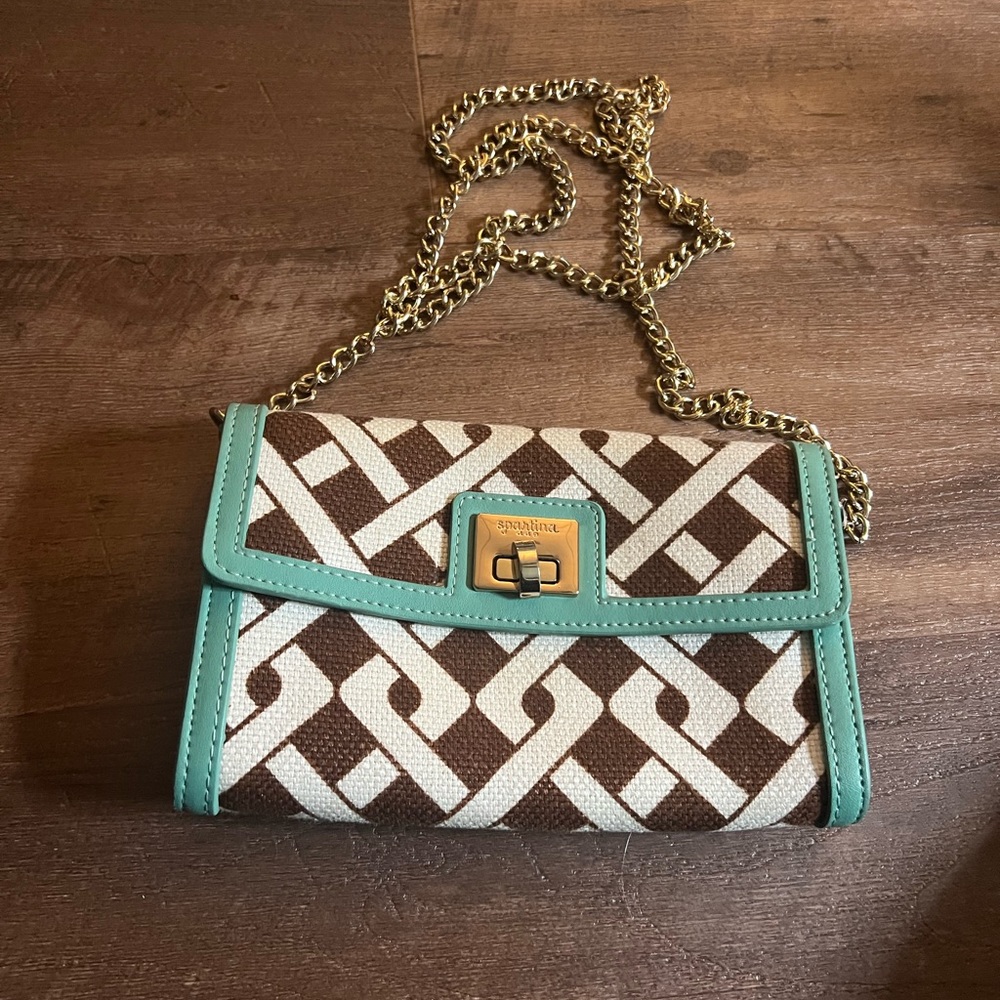 Spartina 449 Patterned Clutch/Crossbody with Removable Chain Strap.
